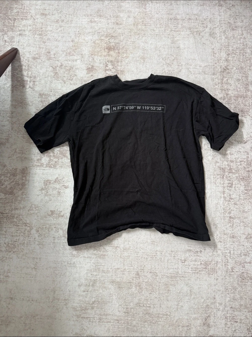 The North Face Men's Black Crewneck Tee with Coordinates Print